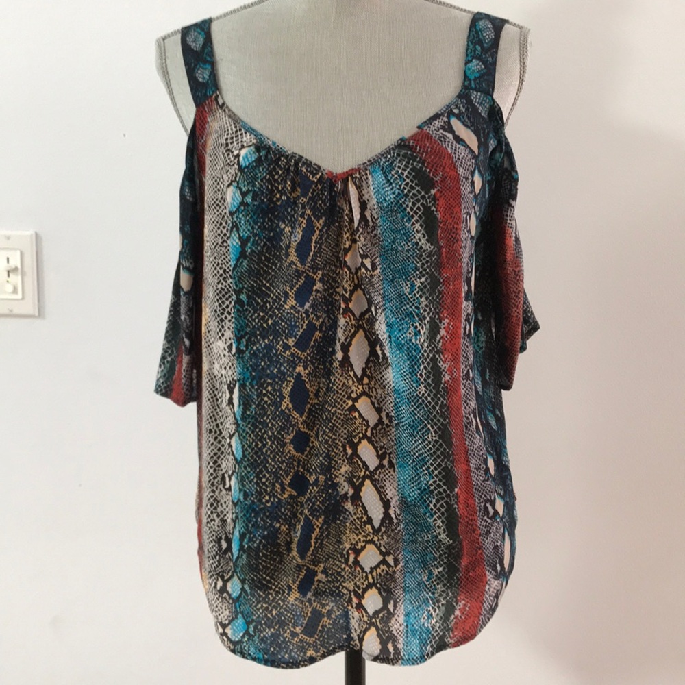 Ella Moss S Silk Python Print Cold Shoulder Blouse